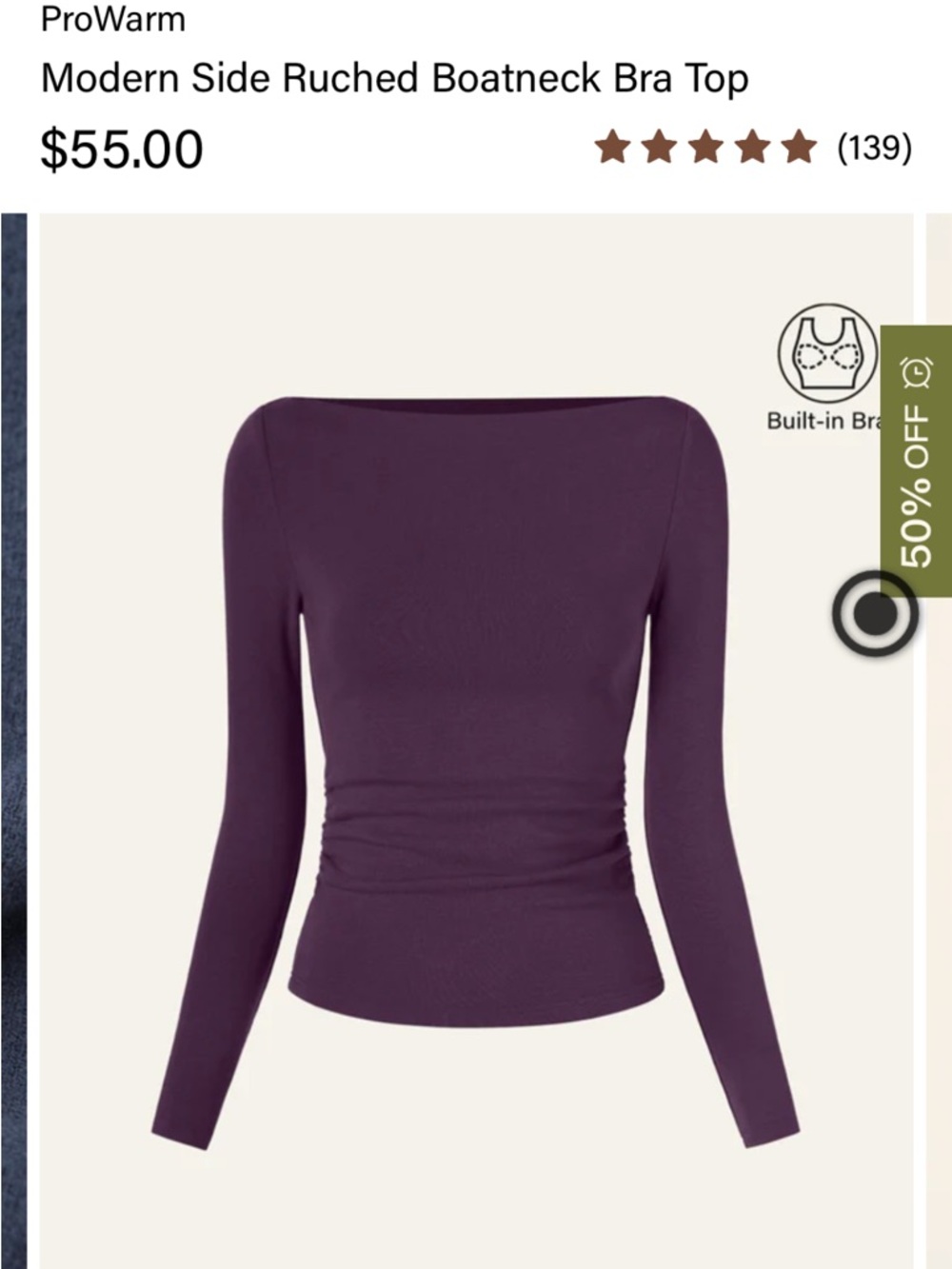 OGL Long Sleeve Boatneck Bra Top